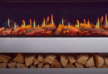 Electric wood effect fire with wood log's for decoration below
