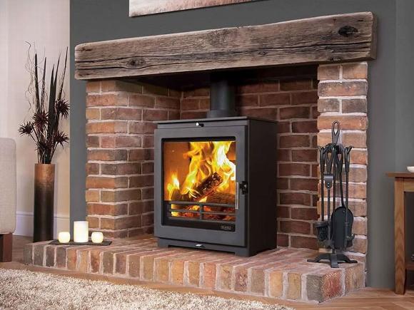 Portway stove in brick back, cottage style fireplace